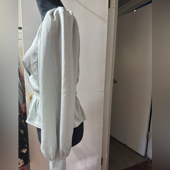 Express Wrap Blouse - Soft Gray - Picture 2 of 5